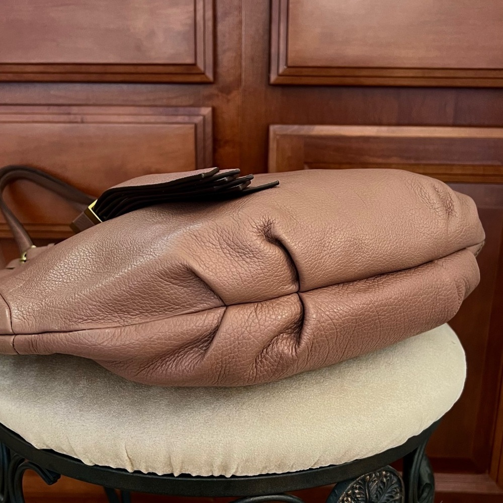 orYANY Tracy Leather Hobo Bag Tassel Pebble Leather Brown Tan Mauve MANY POCKETS - Picture 4 of 10